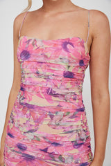 Logan Cami Strap Midi Dress Flower Pink