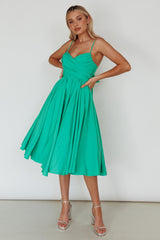 Salome Tied Back Knee Length Dress Green