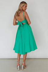 Salome Tied Back Knee Length Dress Green