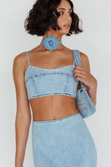 The Moment Cami Strap Crop Top Denim