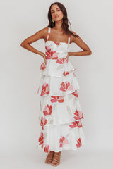 Provence Bloom Tiered Floral Maxi Dress Rose