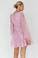 Tatiana Long Sleeve Plaid Mini Dress Lilac