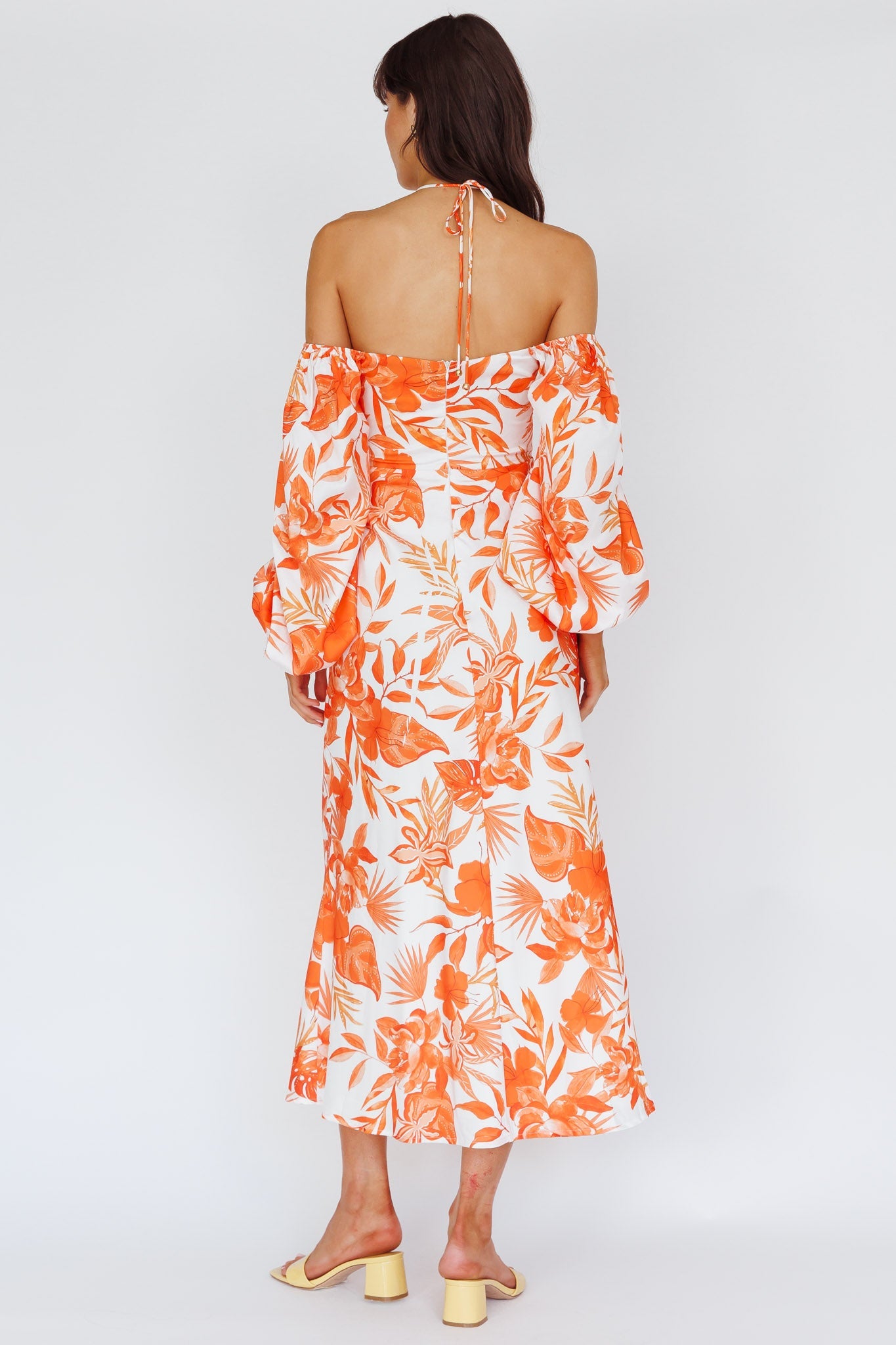 Nyree Long Sleeve Maxi Dress Tropical Orange