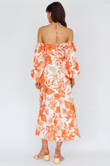 Nyree Long Sleeve Maxi Dress Tropical Orange