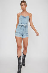 Laureen Pocket Romper Denim