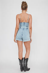 Laureen Pocket Romper Denim