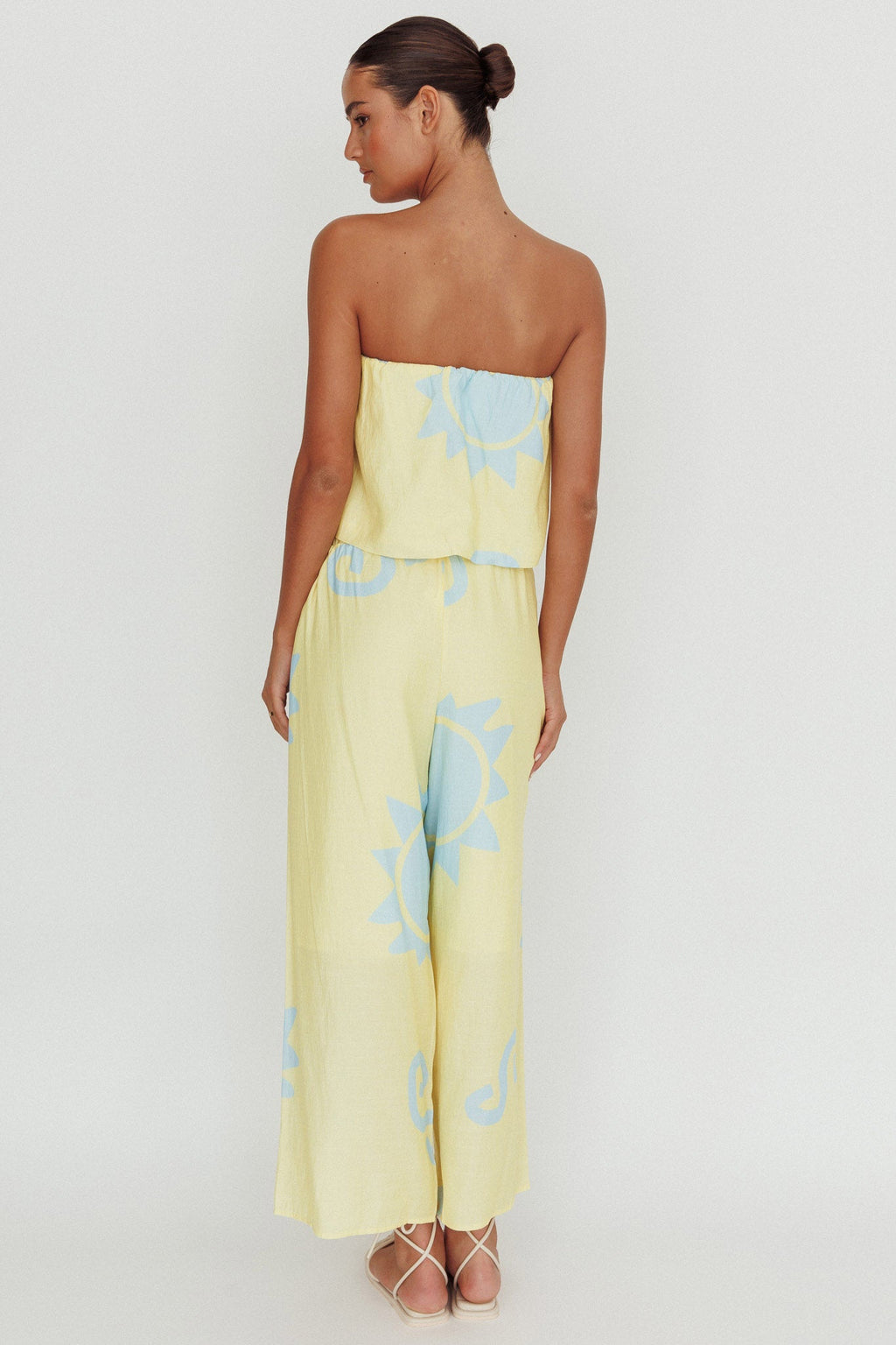 Nectar Sun Print Wide Leg Pants Yellow