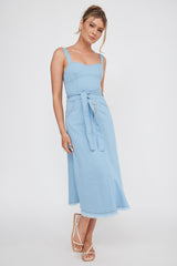 Zenyl Raw Hem Midi Dress Blue