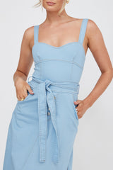 Zenyl Raw Hem Midi Dress Blue