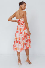 Weekender Spaghetti Strap Midi Dress Floral Peach