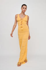 Sunlight Bust Tie Knit Maxi Dress Lemon