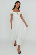 Sia Puff Sleeve Eyelet Maxi Dress White
