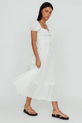 Sia Puff Sleeve Eyelet Maxi Dress White