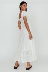 Sia Puff Sleeve Eyelet Maxi Dress White