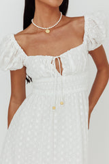 Sia Puff Sleeve Eyelet Maxi Dress White