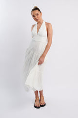 Nolita Halterneck Lace Overlay Maxi Dress White
