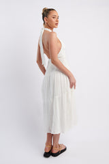 Nolita Halterneck Lace Overlay Maxi Dress White