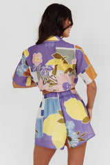 Swing Of Things Elastic Waist Shorts Citrus Lilac