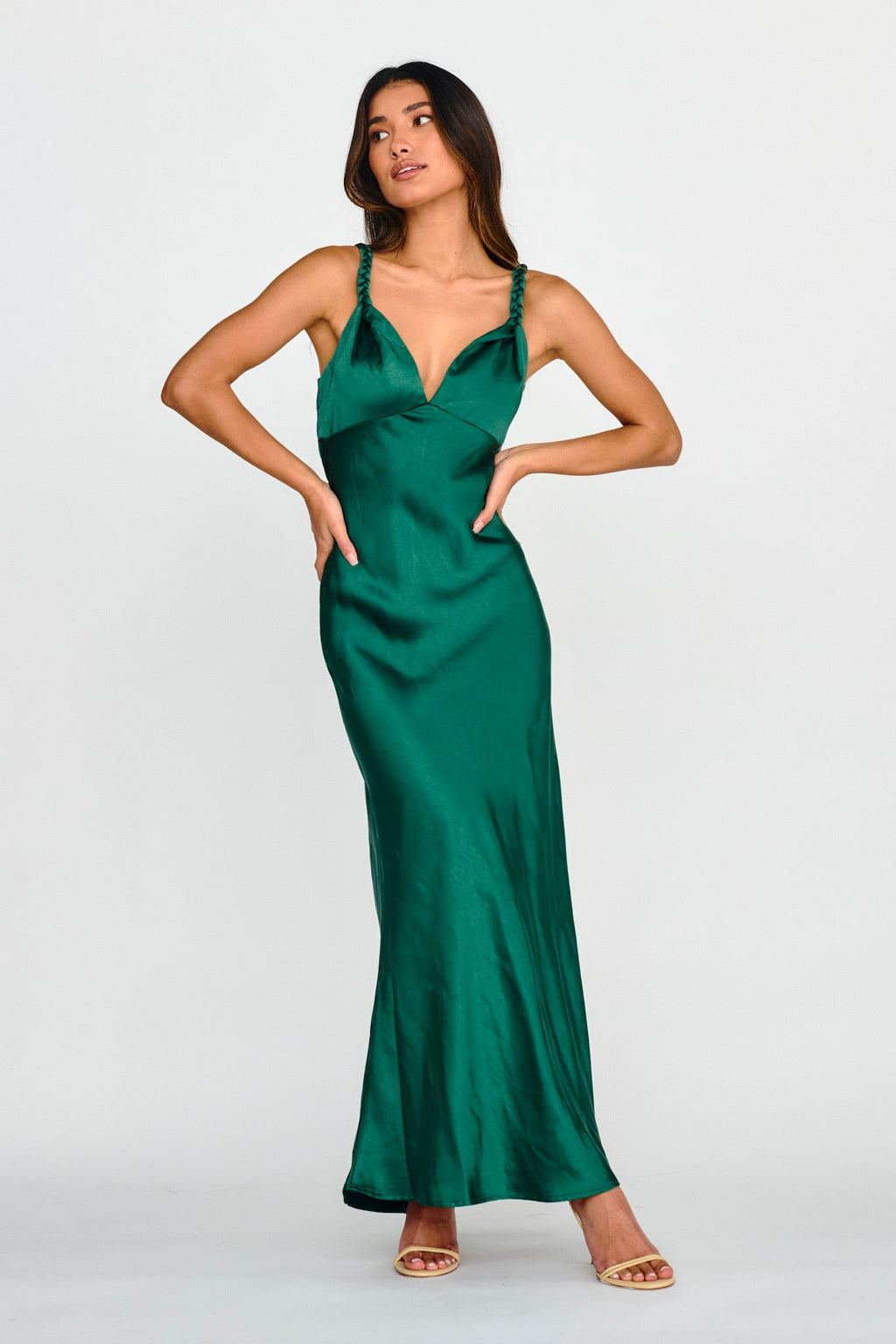 Muraya Braided Strap Maxi Dress Forest Green
