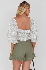 You Got It Tied Ruffle Skort Olive