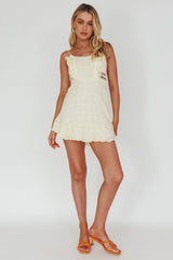 Royale Crochet Lace Trim Dress Beige