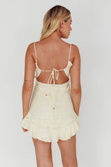 Royale Crochet Lace Trim Dress Beige