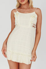 Royale Crochet Lace Trim Dress Beige
