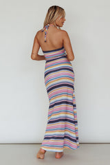 Kandy Crochet Maxi Dress Stripe Blue Multi