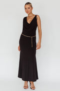 Star Walker One Sleeve Maxi Dress Black