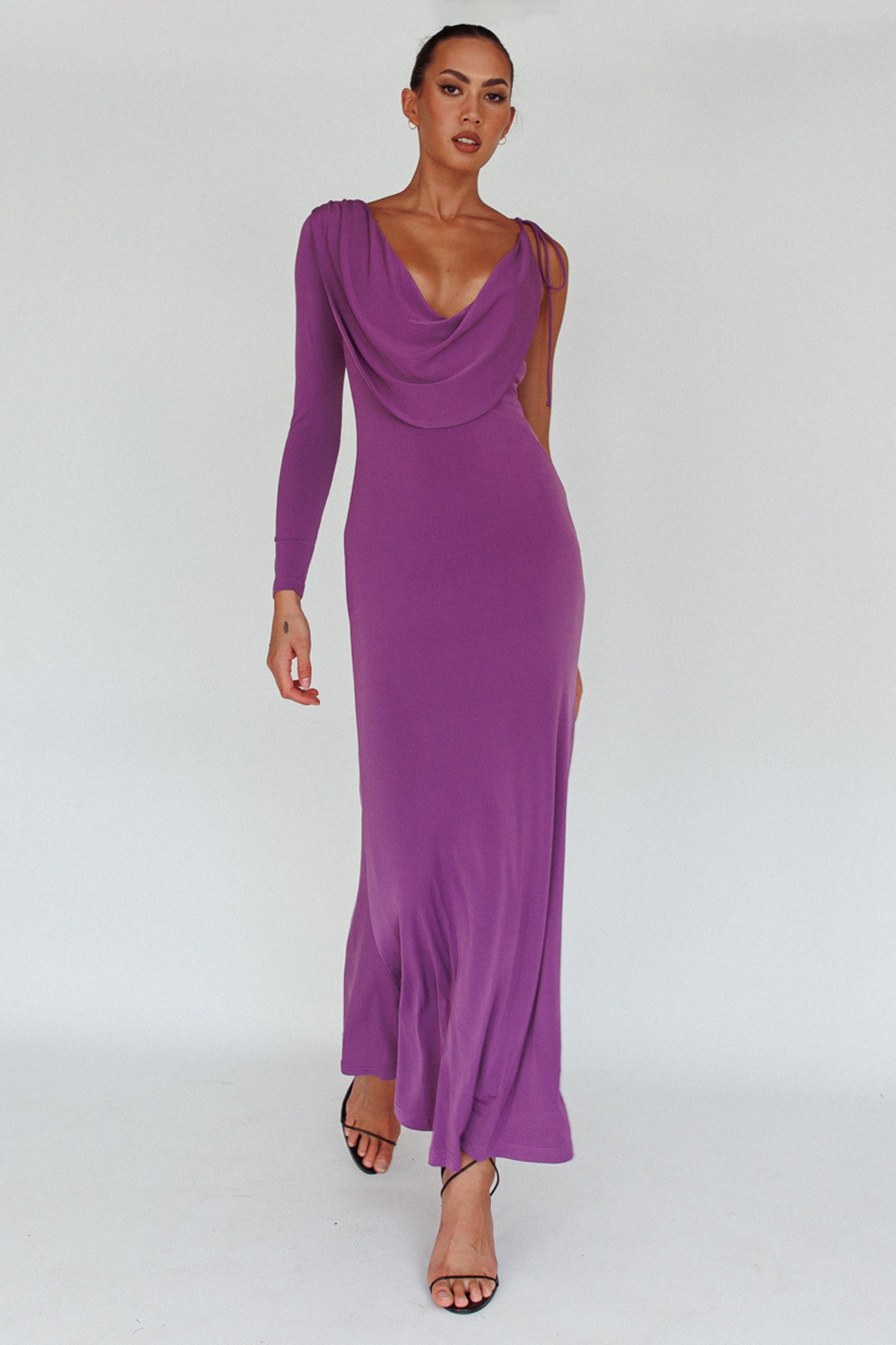Star Walker One Sleeve Maxi Dress Purple
