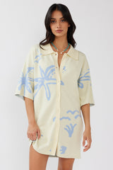 Nalani Button Up Knit Dress Lemon/Baby Blue