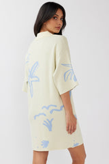 Nalani Button Up Knit Dress Lemon/Baby Blue
