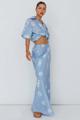 Light Aura Maxi Skirt Print Blue White