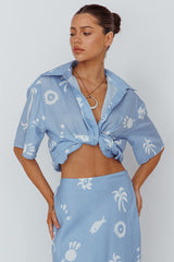 Light Aura Button Up Shirt Print Blue White
