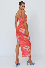 Gabrielle Laced Bodice Midi Dress Pink