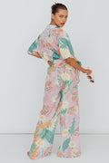 Kiko Wide Leg Pants Print Pink Multi