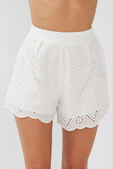 Love Again Eyelet Embroidery Shorts White