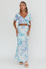 La Vie Floral Maxi Skirt Floral Blue