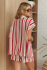 Influence Short Sleeve Knit Shirt Striped Red