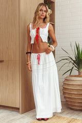 Rosen Tie Maxi Skirt White