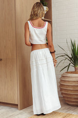 Rosen Tie Maxi Skirt White
