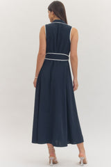 Whitney Contrast Belted Midi Dress