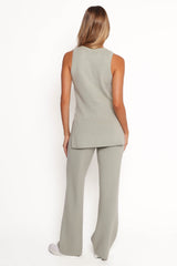 Ellory Knitted Pants Set - Light Sage